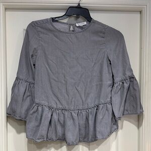 beachlunchlounge Charcoal Ruffle Blouse
